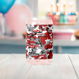 Rode en grijze camouflage, leger, leger blikvorm glas