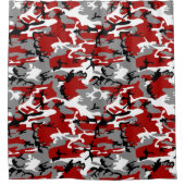 Rode en grijze camouflage, leger, leger douchegordijn (Voorkant)