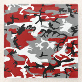 Rode en grijze camouflage, leger, leger glazen onderzetter (Voorkant)