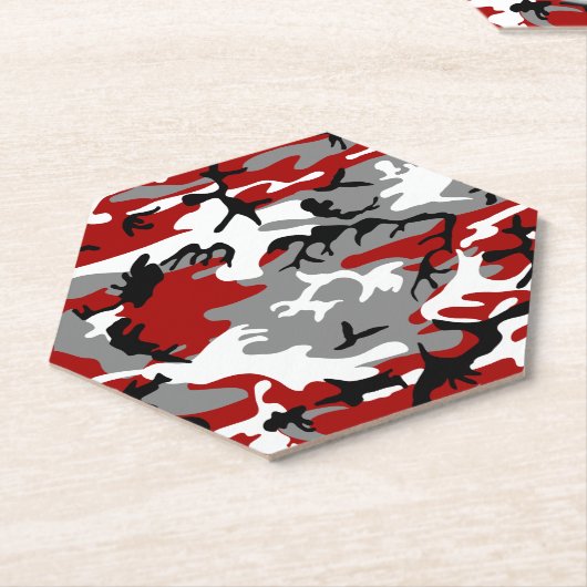 Rode en grijze camouflage, leger, leger kartonnen onderzetters (Schuin)