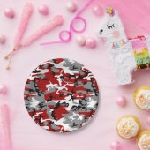 Rode en grijze camouflage, leger, leger papieren bordje (Feest)