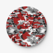 Rode en grijze camouflage, leger, leger papieren bordje (Voorkant)