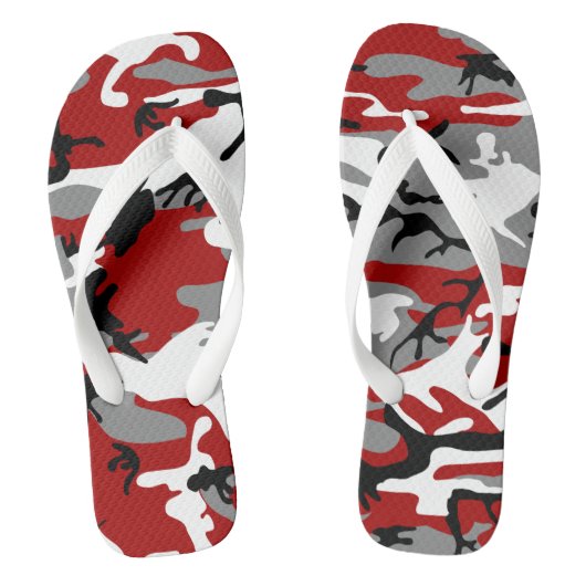 Rode en grijze camouflage, leger, leger teenslippers (Voetbed)
