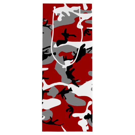 Rode en grijze camouflage, leger, leger wijn cadeautas (Achterkant)