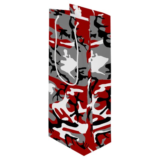 Rode en grijze camouflage, leger, leger wijn cadeautas (Voorkant Gekanteld)