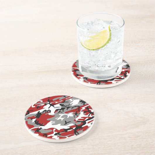 Rode en grijze camouflage, leger, leger zandsteen onderzetter (Zijkant)
