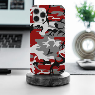 Rode en grijze camouflage, militair, leger iPhone 15 pro max case