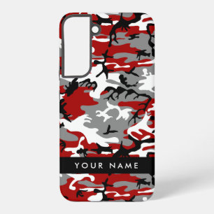 Rode en grijze camouflage personaliseer je naam samsung galaxy hoesje