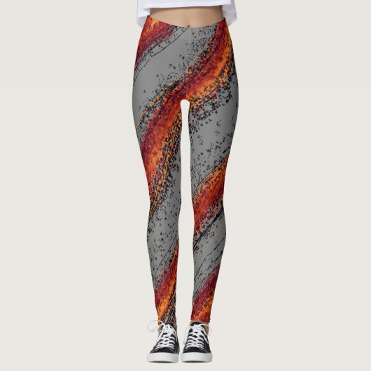 Rode en grijze golven leggings (Voorkant)