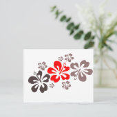 Rode en grijze hibiscus briefkaart (Staand voorkant)