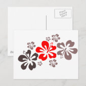 Rode en grijze hibiscus briefkaart (Voorkant / Achterkant)