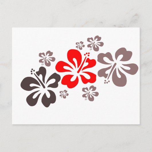 Rode en grijze hibiscus briefkaart (Voorkant)