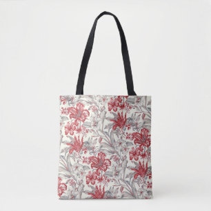 Rode en grijze hibiscus tropische bloem toile tote bag