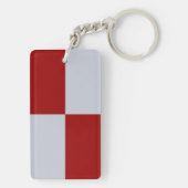 Rode en Grijze Rechthoeken Acryl Sleutelhanger (achterkant)