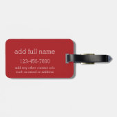 Rode en grijze ringbandjes met aangepaste naam bagagelabel (Achterkant horizontaal)