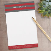 Rode en grijze ringbandjes met aangepaste naam briefpapier