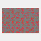 Rode en Grijze Sleutels, Bloemen en Polka Dots Ass Inpakpapier Vel (Voorkant 3)