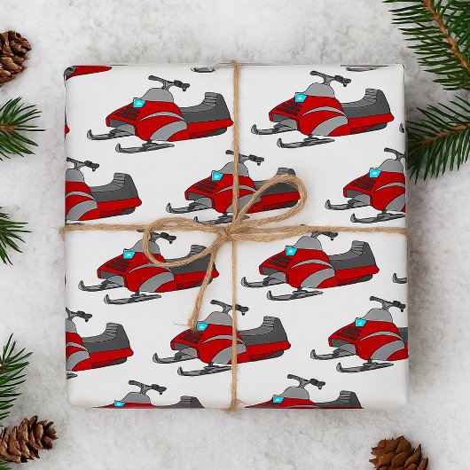 Rode en grijze sneeuwscooter cadeaupapier
