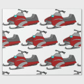 Rode en grijze sneeuwscooter cadeaupapier (Vlak)