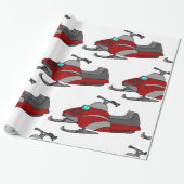 Rode en grijze sneeuwscooter cadeaupapier (Uitgerold)