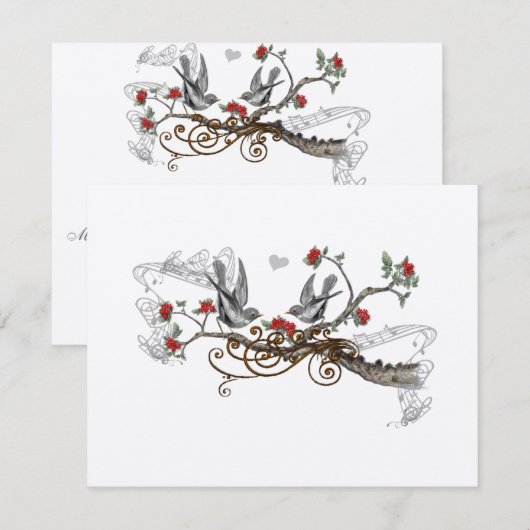 Rode en grijze Tortelduifjes RSVP (Voorkant / Achterkant)