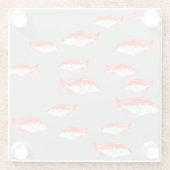 Rode en grijze vis glazen onderzetter (Achterkant)