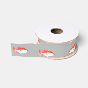 Rode en grijze vis grosgrain lint