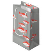 Rode en grijze vis klein cadeauzakje (Voorkant Gekanteld)