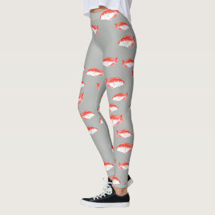 Rode en grijze vis leggings