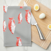 Rode en grijze vis theedoek (Quarter Fold)