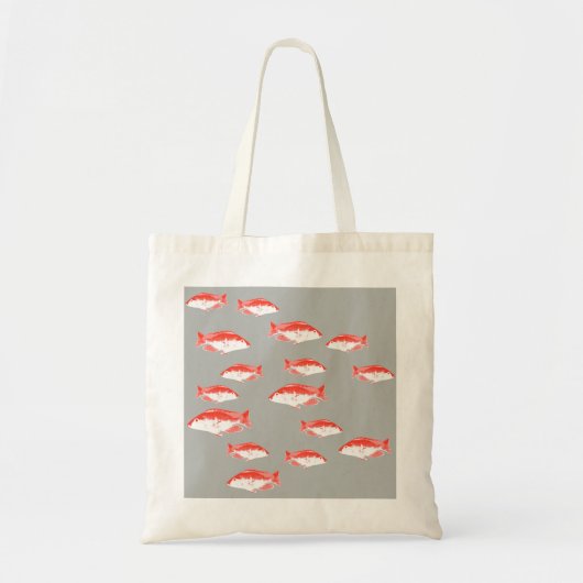 Rode en grijze vis tote bag (Voorkant)