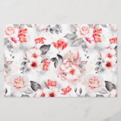 Rode en Grijze Waterverf Bloemen Display douche Briefpapier (Achterkant)