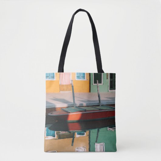 RODE EN GROENBOAT DOCKING OP DOCK TOTE BAG (Voorkant)