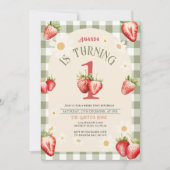  rode en groene aardbeien daisy verjaardag kaart (Voorkant)