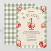  rode en groene aardbeien daisy verjaardag kaart (Voorkant / Achterkant)