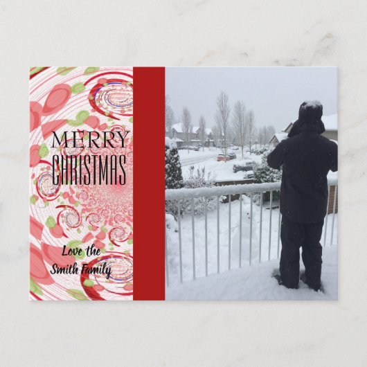 Rode en groene Abstracte fotokaart Feestdagenkaart (Voorkant)