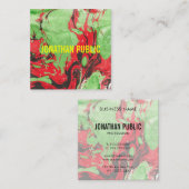 Rode en groene Abstracte kunst moderne elegante Sj Vierkante Visitekaartje (Voorkant / Achterkant)