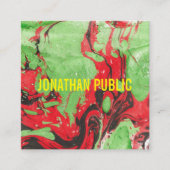 Rode en groene Abstracte kunst moderne elegante Sj Vierkante Visitekaartje (Voorkant)