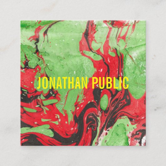 Rode en groene Abstracte kunst moderne elegante Sj Vierkante Visitekaartje (Voorkant)