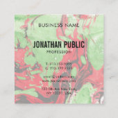 Rode en groene Abstracte kunst moderne elegante Sj Vierkante Visitekaartje (Achterkant)