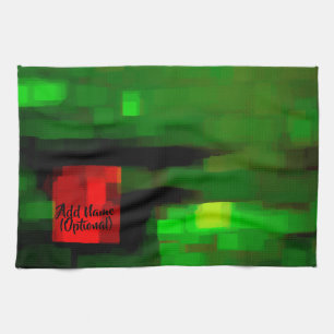 rode en groene Abstracte kunst Theedoek