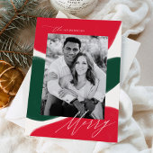 Rode en groene Abstracte vormen | Vakantieknopkaar Feestdagenkaart