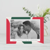 Rode en groene Abstracte vormen | Vakantieknopkaar Feestdagenkaart (Staand voorkant)