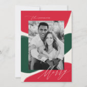 Rode en groene Abstracte vormen | Vakantieknopkaar Feestdagenkaart (Voorkant)