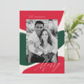 Rode en groene Abstracte vormen | Vakantieknopkaar Feestdagenkaart (Staand voorkant)