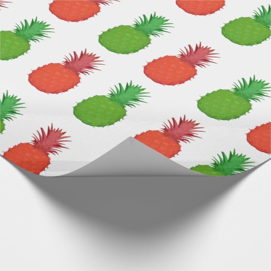 Rode en groene anananasappels voor kerstmis cadeaupapier (Hoek)