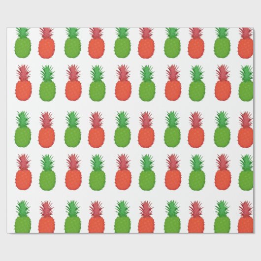 Rode en groene anananasappels voor kerstmis cadeaupapier (Vlak)