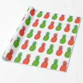 Rode en groene anananasappels voor kerstmis cadeaupapier (Uitgerold)