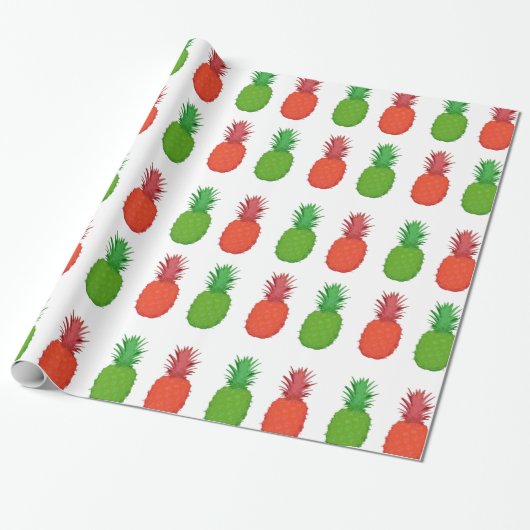 Rode en groene anananasappels voor kerstmis cadeaupapier (Uitgerold)