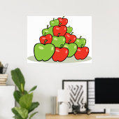Rode en Groene Appel stapel Verse Vruchten Poster (Thuiskantoor)